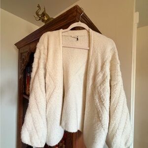 Anemia+kin Anthropology Cozy Cream Open-Front Cardigan